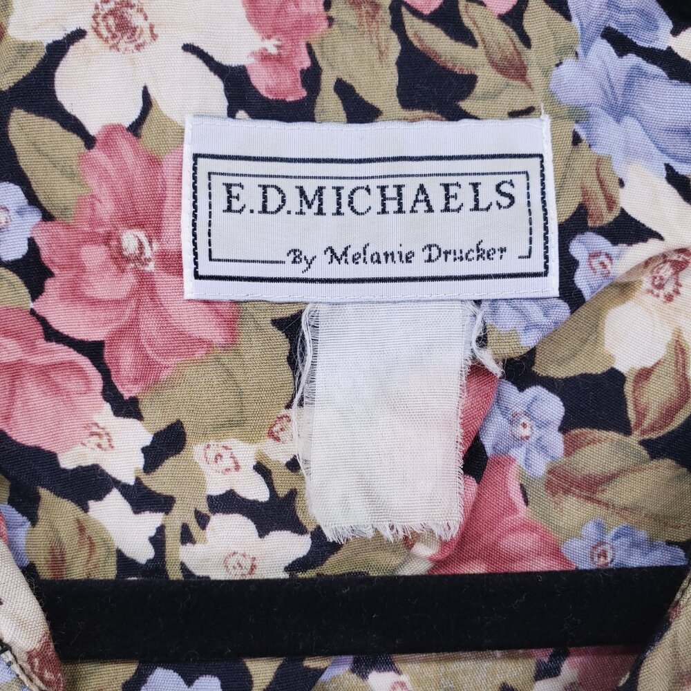 Vintage ED Michaels Melanie Drucker Floral Tea Midi A-line Cottagecore Dress - Picture 2 of 16